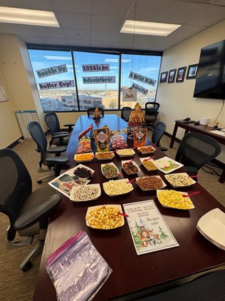 table with a build your own trail mix bar